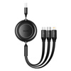 Baseus Bright Mirror 2 3in1 USB Type A cable - micro USB + Lightning + USB Type C 3.5A 1.1m black (CAMJ010001)