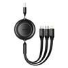Baseus Bright Mirror 2 3in1 USB Typ A Kabel - Micro USB + Lightning + USB Typ C 3.5A 1.1m schwarz (CAMJ010001)