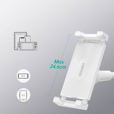Choetech 2w1 elastyczny uchwyt do telefonu z bezprzewodową ładowarką 10W biały (T548-S)