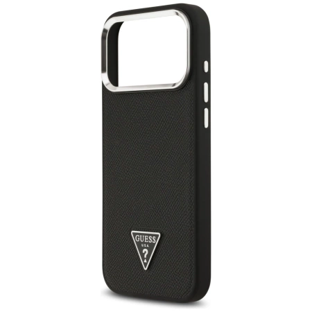 Guess Grained Triangle Logo MagSafe Hülle für iPhone 17 Pro Max - Schwarz