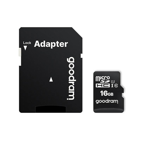 Goodram Microcard 16 GB karta pamięci micro SD HC UHS-I class 10, adapter SD (M1AA-0160R12)