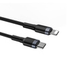 Baseus Cafule Cable wytrzymały nylonowy kabel przewód USB Typ C PD / Lightning 18W QC3.0 1m czarny-szary (CATLKLF-G1)