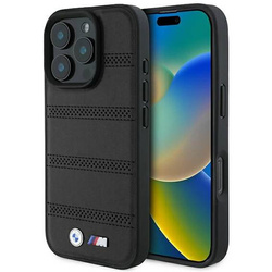 Original Handyhülle IPHONE 16 PRO BMW Hardcase M Perforated & Stitched Line MagSafe (BMHMP16L23PUSPK) schwarz
