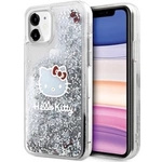 Etui Hello Kitty Liquid Glitter Charms Kitty Head na iPhone 11 / Xr - srebrne