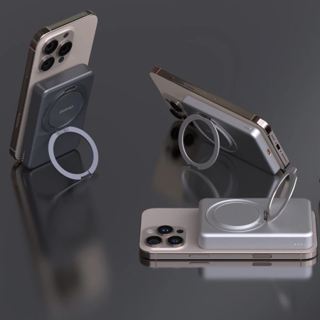 Dudao K28 10000mAh PD 22.5W MagSafe Powerbank with Metal Case and Ring Stand - Gray