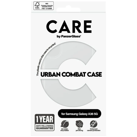 Etui CARE by PanzerGlass Flagship Urban Combat na Samsung Galaxy A36 5G - przezroczyste