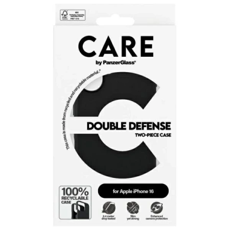 Etui CARE by PanzerGlass Feature Double Defense Case na iPhone 16 - czarne