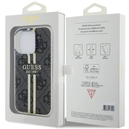Oryginalne Etui GUESS Hardcase GUHCP15LH4PSEGK do iPhone 15 Pro (4G Gold Stripe / czarny)