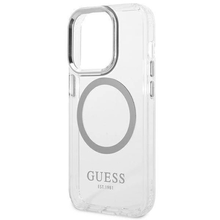 Guess Metal Outline MagSafe - Etui iPhone 14 Pro (przezroczysty)
