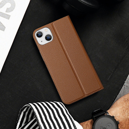 Dux Ducis Skin X2 Hülle für iPhone 14 Plus Hülle mit Magnetklappe braun