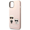 Original Handyhülle IPHONE 14 Karl Lagerfeld Hardcase Silicone Karl & Choupette Magsafe (KLHMP14SSSKCI) rosa