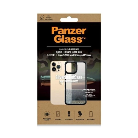 PanzerGlass ClearCase antibacterial Military Grade certified case for iPhone 13 Pro Max - transparent and black