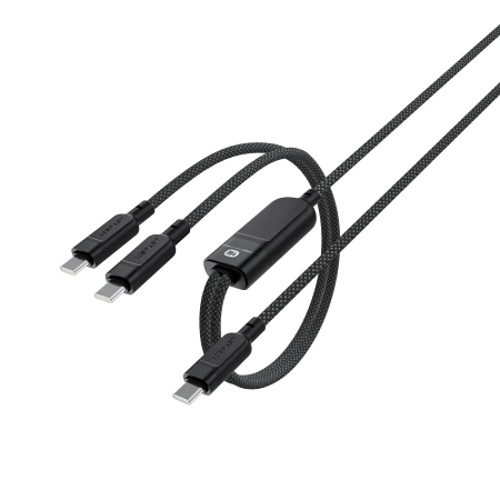 Acefast C5 USB-C – USB-C / USB-C 2in1 100 W 480 Mbit/s Kabel – Schwarz