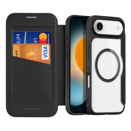 Dux Ducis Skin X Pro iPhone 17 Air Hülle mit Wallet, MagSafe kompatibel - Schwarz