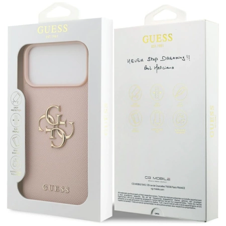 Etui Guess Grained Big 4G & Classic Logo na iPhone 17 Pro Max - różowe