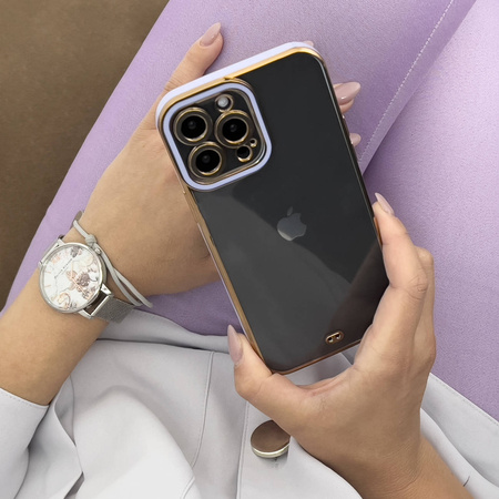Fashion Case etui do iPhone 13 Pro żelowy pokrowiec ze złotą ramką czerwony