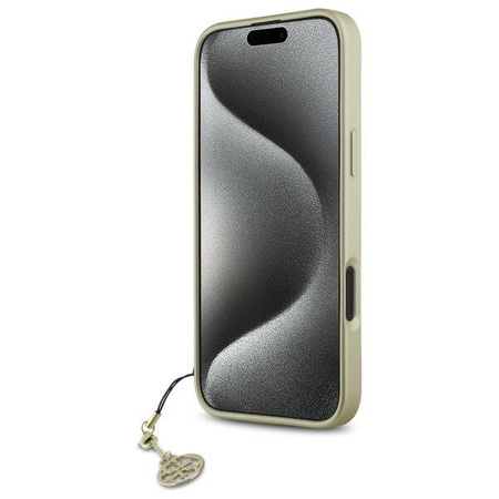 Original Handyhülle IPHONE 16 PLUS Guess Hardcase 4G Charms Collection (GUHCP16MGF4GBR) braun