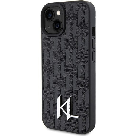 Karl Lagerfeld nakładka do iPhone 15 6,1" KLHCP15SPKLPKLK czarna HC Hot Stamp Monogram KL Metal Logo