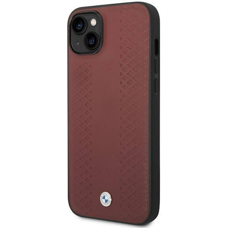 Original Handyhülle IPHONE 14 BMW Leather Diamond Pattern (BMHCP14S22RFGR) burgund