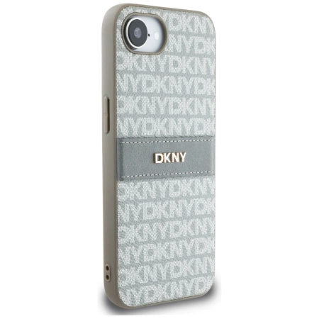 Etui DKNY Repeat Texture Pattern with Tonal Stripe na iPhone 16e - beżowe
