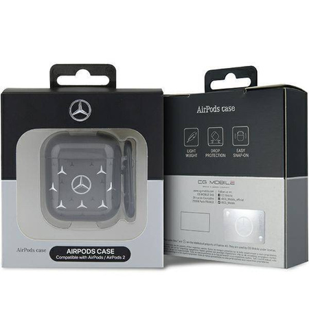 Original Case APPLE AIRPODS PRO 1 / 2 Mercedes Cover Large Star Pattern (MEA28DPMGS) black