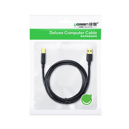 UGREEN US135 Kabel USB 2.0 A-B do drukarki, pozłacany, 1m (czarny)