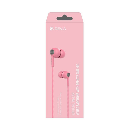 Devia słuchawki przewodowe Kintone jack 3,5mm dokanałowe różowe