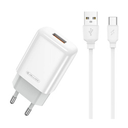 Ładowarka Sieciowa 2.4A USB + Kabel USB - USB-C Jellico EU01 białe