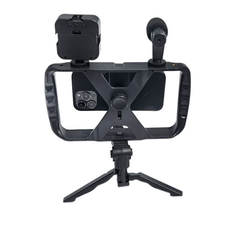 Zestaw / uchwyt selfie z pilotem na bluetooth tripod do transmisji na żywo z lampą LED, mikrofonem, pilotem TL-49T