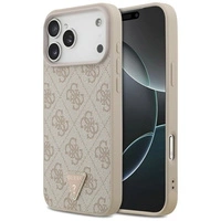 Etui Guess Leather 4G Triangle Strass MagSafe na iPhone 17 Pro Max - różowe