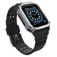 Protect Strap Band für Apple Watch 38/40/41mm Panzergehäuse Armband - Schwarz, Silber