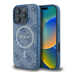 Guess GUHMP16LG4GFRB iPhone 16 Pro 6.3" niebieski/blue hardcase 4G Ring Classic Logo MagSafe