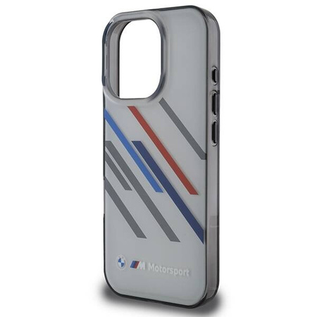 Original Handyhülle IPHONE 16 PRO BMW Hardcase Motosport IML Random Stripes (BMHCP16L23HTRAG) grau