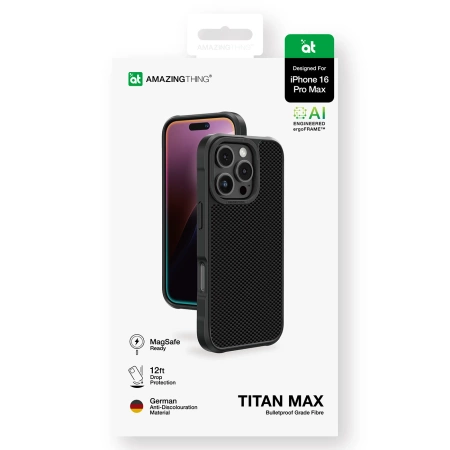 AmazingThing Titan Max Case with 600D Aramid Fibers for iPhone 16 Pro Max - Black