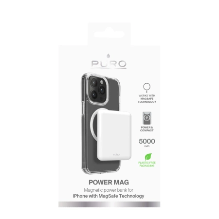 Puro Power Mag 5000 mAh Powerbank mit MagSafe USB-C – weiß