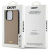Etui DKNY Grained Metal Logo MagSafe na iPhone 15 Pro - beżowe