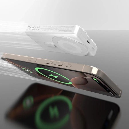 Dudao K29 10000mAh PD 20W MagSafe Power Bank with Metal Case, Stand and Built-in USB-C/ Lightning Cables - Gray