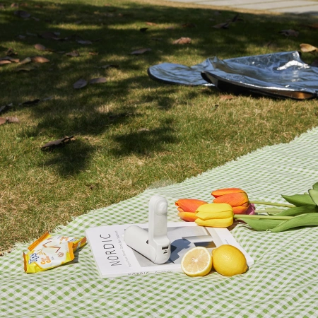 Jisulife Handventilator Life8, tragbarer USB-Ventilator mit Powerbank und Taschenlampe, Weiß