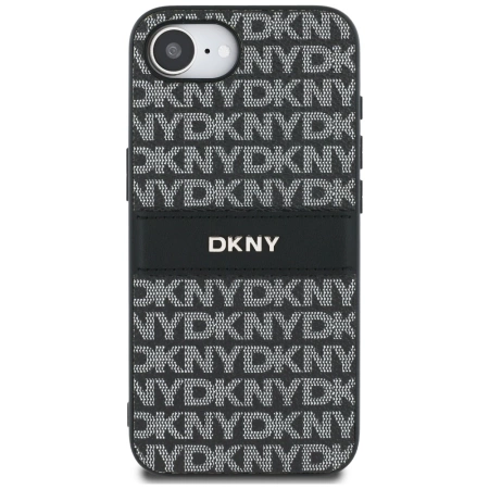 DKNY Repeat Texture Pattern with Tonal Stripe Hülle für iPhone 16e - Schwarz