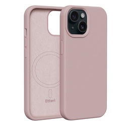 Nakładka Etteri Silicone Mag do iPhone 15 6,1" jasnoróżowa