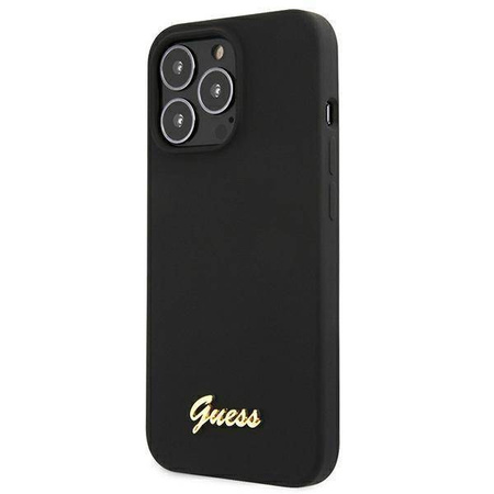 Guess GUHMP13LLSLMGBK iPhone 13 Pro / 13 6.1 "schwarz / schwarzes Hardcase Silikonschrift Gold Logo