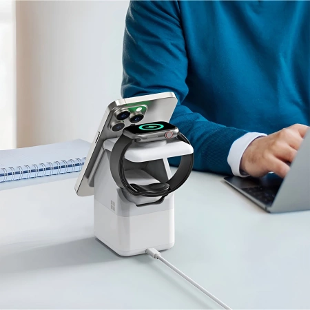 Duzzona W20 15W 4in1 inductive charger for iPhone / AirPods / Apple Watch with night lamp - white