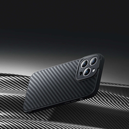 Gepanzerte Hülle für iPhone 14 Pro kompatibel mit MagSafe Baseus Kunstfaser-Hartglas – Schwarz