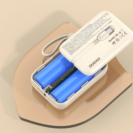 Dudao K14 10000 mAh Powerbank mit USB-C/ Lightning -Kabeln – Beige