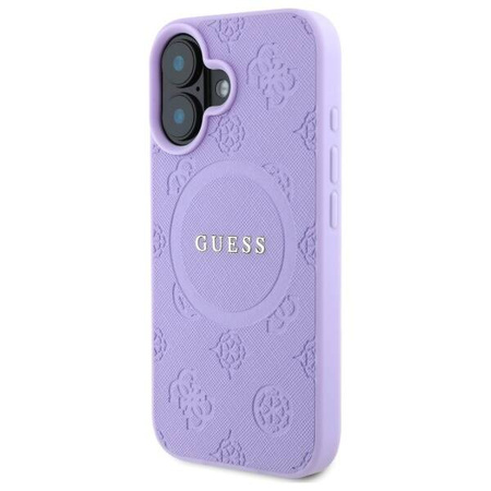 Original Case IPHONE 16 PLUS Guess Hardcase Saffiano Peony Classic Logo MagSafe (GUHMP16MPSAPSMEU) purple