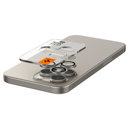 Osłona aparatu Spigen Optik.tR EZ Fit Camera Protector na iPhone 14 Pro / Pro Max / 15 Pro / Pro Max - tytan naturalny 2 szt.