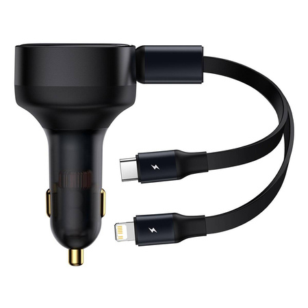 Baseus Enjoyment Retractable 2-in-1 Car Charger C+L 30W Black