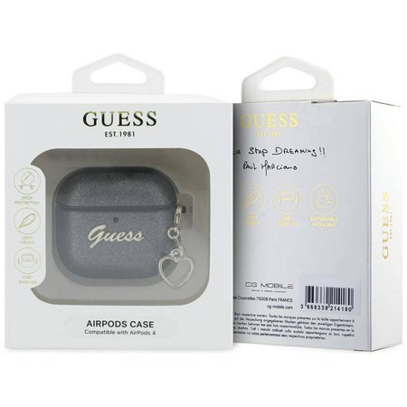 Original Handyhülle APPLE AIRPODS 4 Guess Metallic Script Charm schwarz