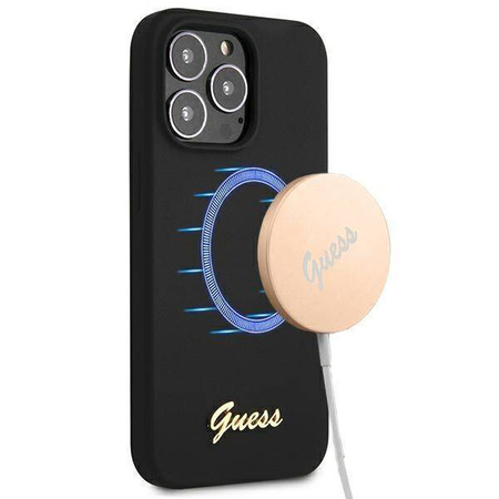 Guess GUHMP13XLSLMGBK iPhone 13 Pro Max 6.7 &quot;black / black hardcase Silicone Script Gold Logo