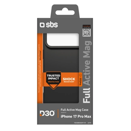 SBS Full Active Mag Case mit D3O-Technologie für iPhone 17 Pro Max – Schwarz